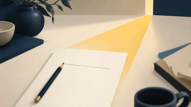 Illustration de la procrastination : un crayon face à une première ligne sur une feuille